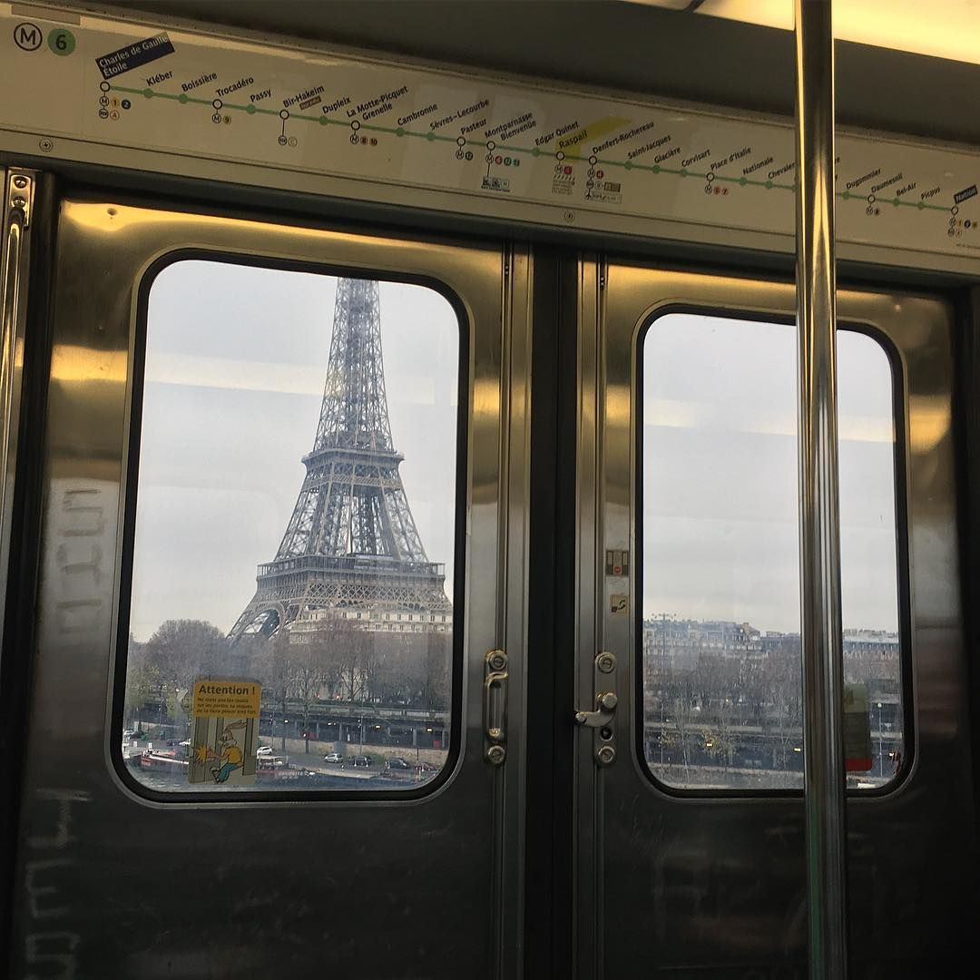 Paris Eiffel Tower through window