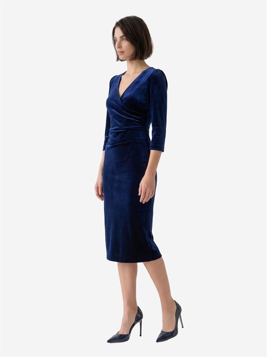 Sutton New York - Abito midi in velluto blu - Dettaglio capo