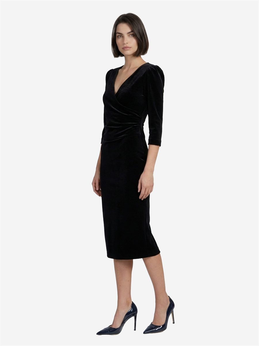 Sutton New York - Abito midi in velluto nero - Dettaglio capo