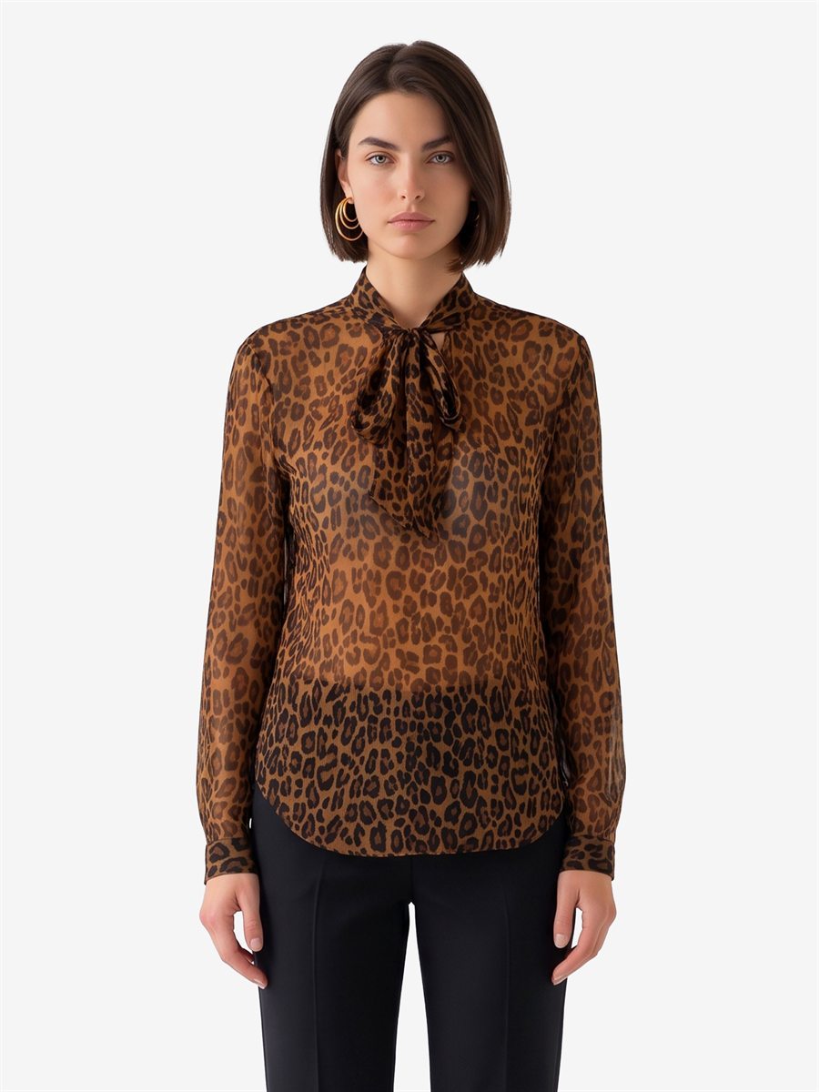 Sutton New York - Blusa animalier con fiocco - Vista frontale