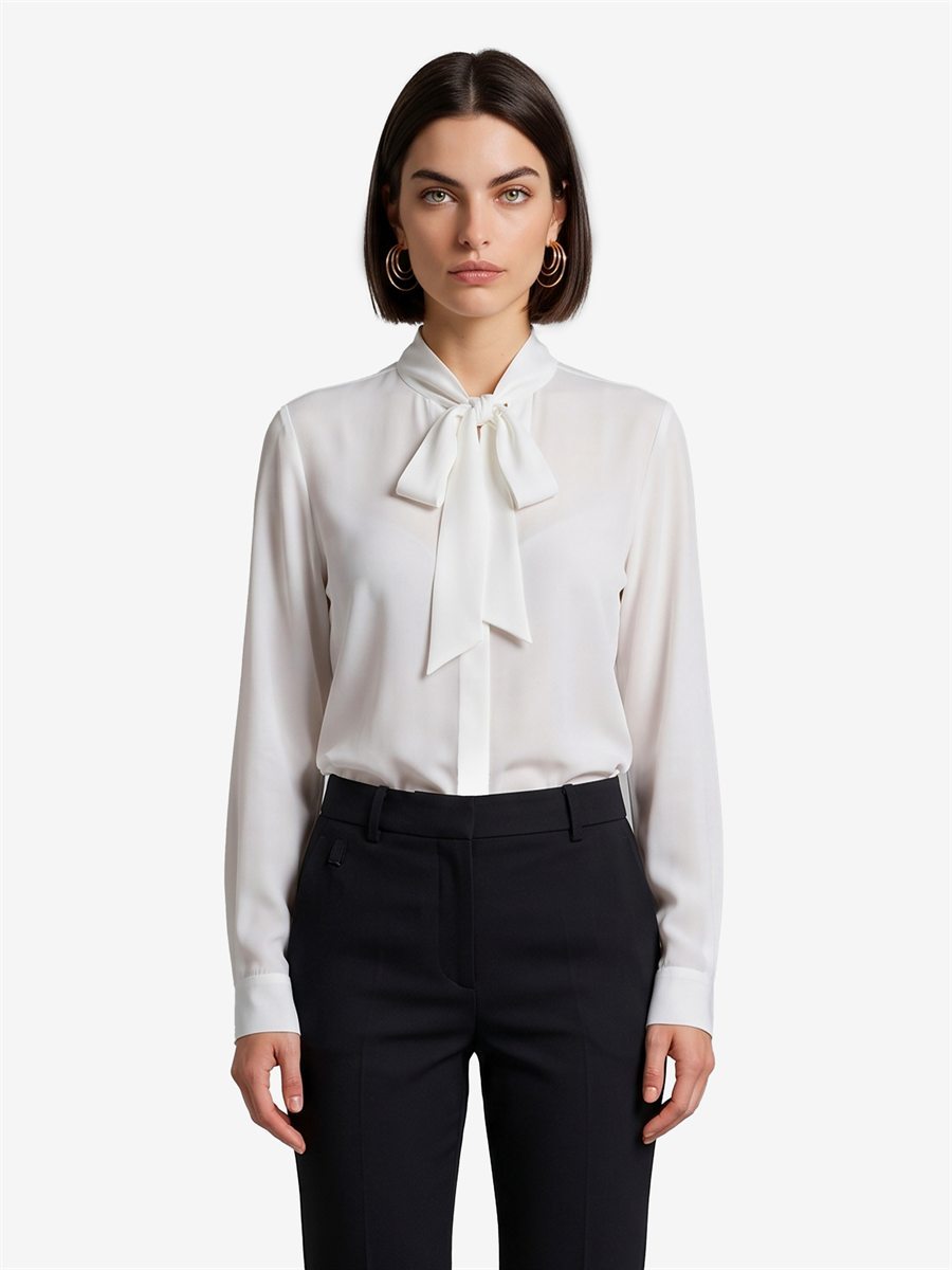 Sutton New York - Blusa con fiocco in doppia georgette - Vista frontale