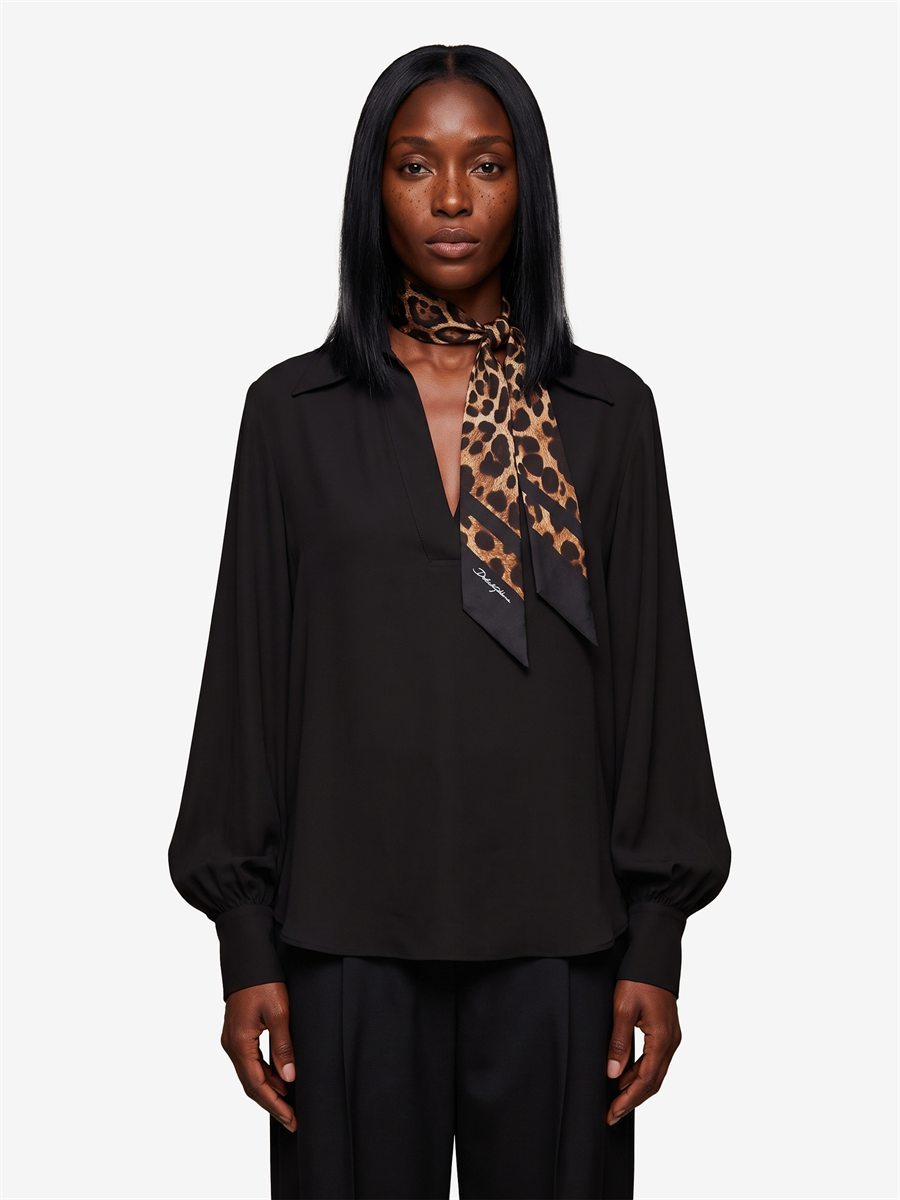 Sutton New York - Blusa in doppia georgette nera - Vista frontale