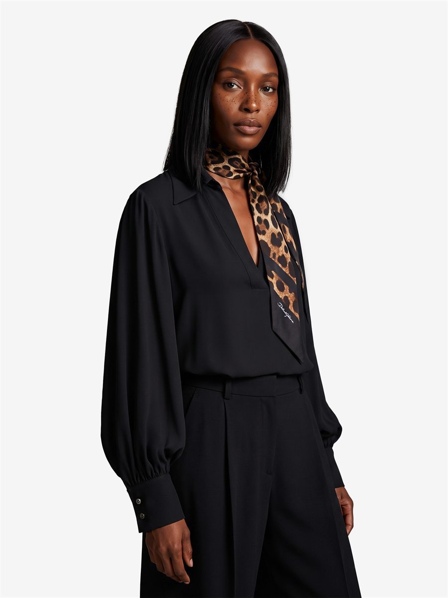 Sutton New York - Blusa in doppia georgette nera - Dettaglio capo