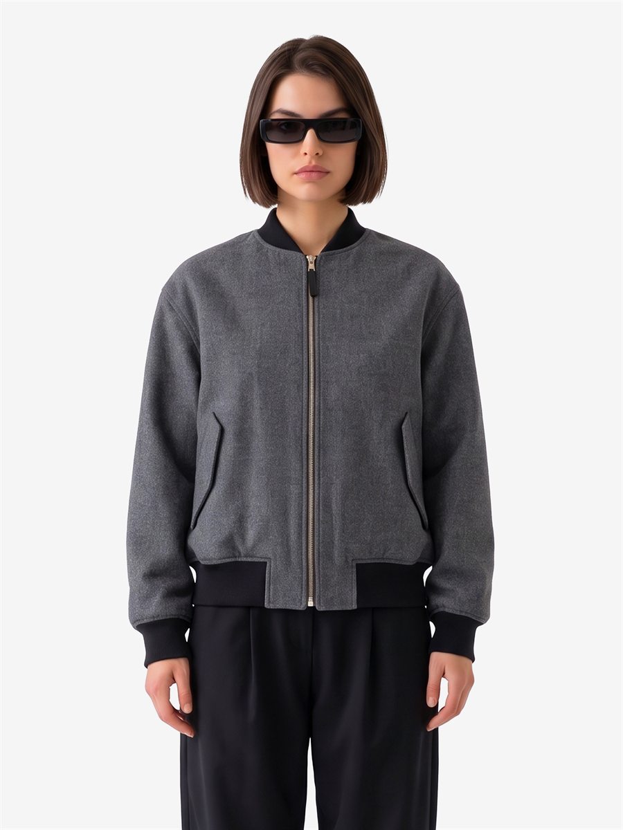 Sutton New York - Bomber in chevron grigio scuro - Vista frontale