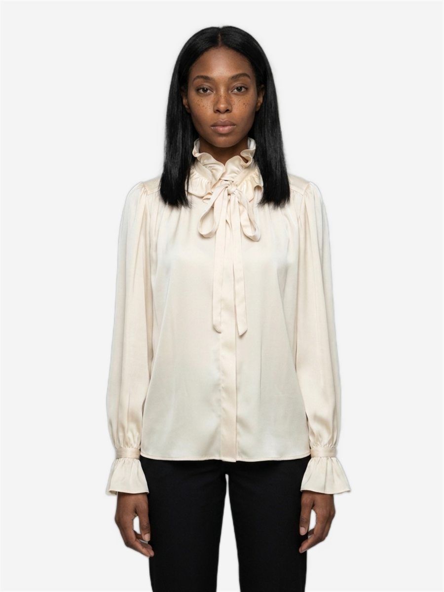 Sutton New York - Camicia con rouches champagne - Vista frontale