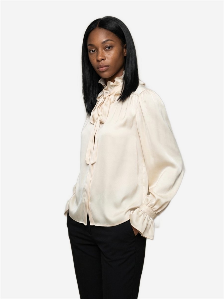 Sutton New York - Camicia con rouches champagne - Dettaglio capo