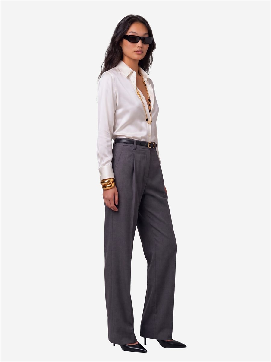 Sutton New York - Camicia in seta stretch bianca - Dettaglio capo