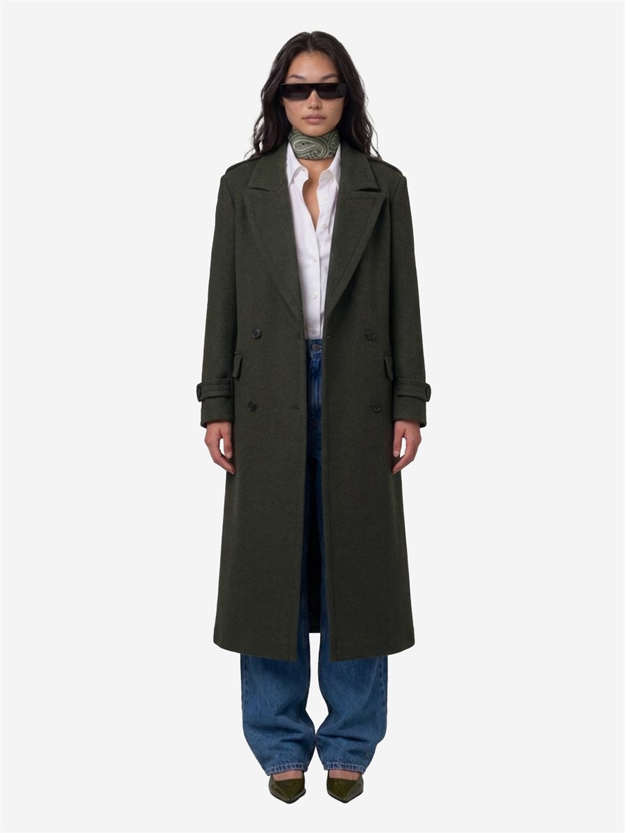 Sutton New York - Cappotto doppiopetto verde militare - Vista frontale