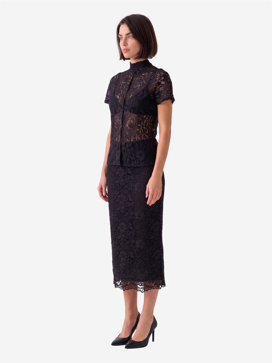 Sutton New York - Gonna midi in pizzo nero - Dettaglio capo