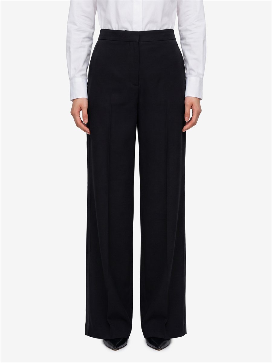 Sutton New York - Pantalone smoking palazzo nero - Vista frontale