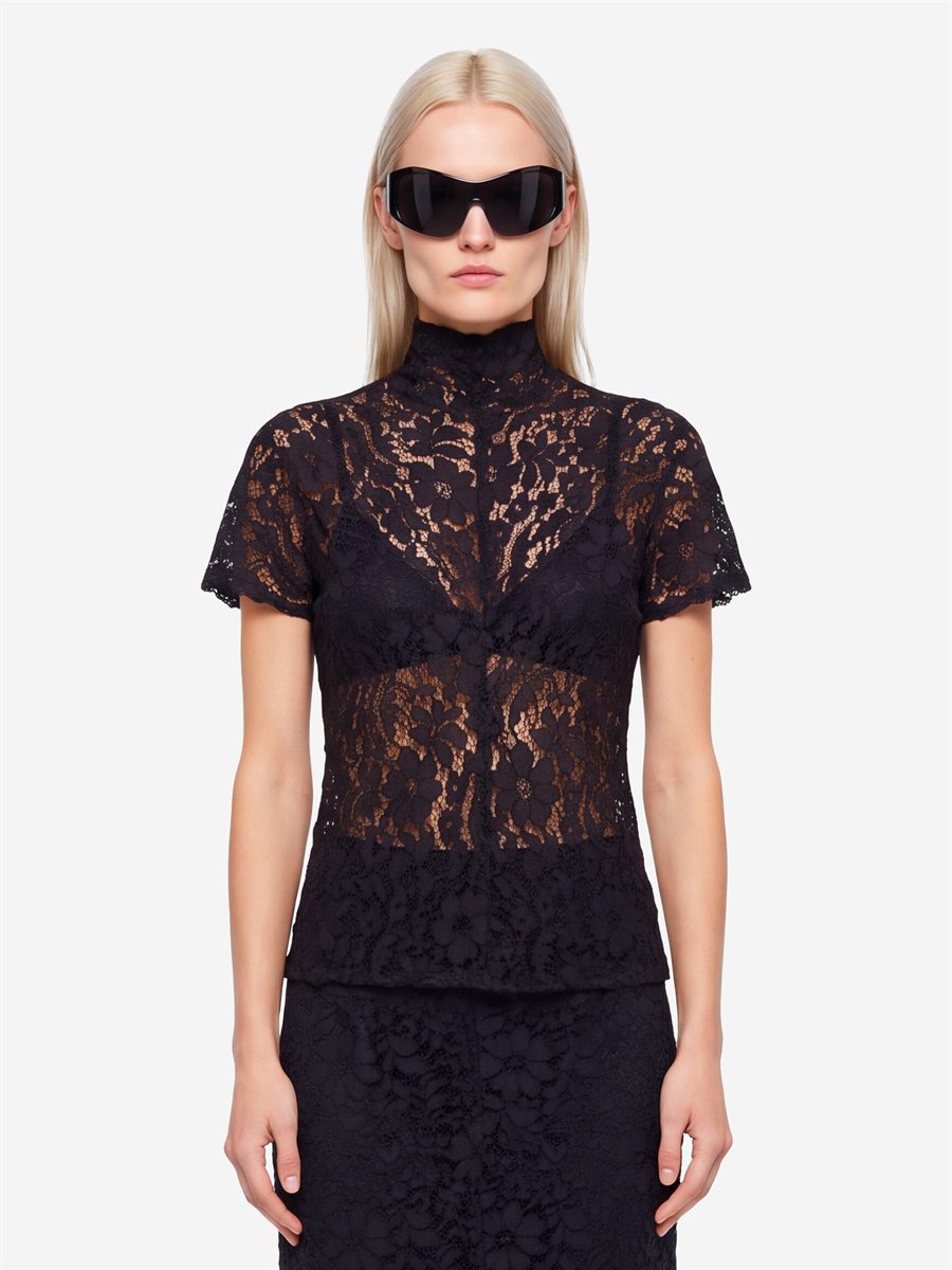 Sutton New York - Top in pizzo nero - Vista frontale